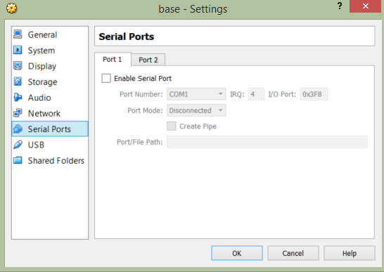Configurare avansată, serial ports