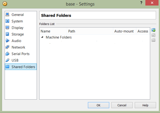 Configurare avansată, shared folders
